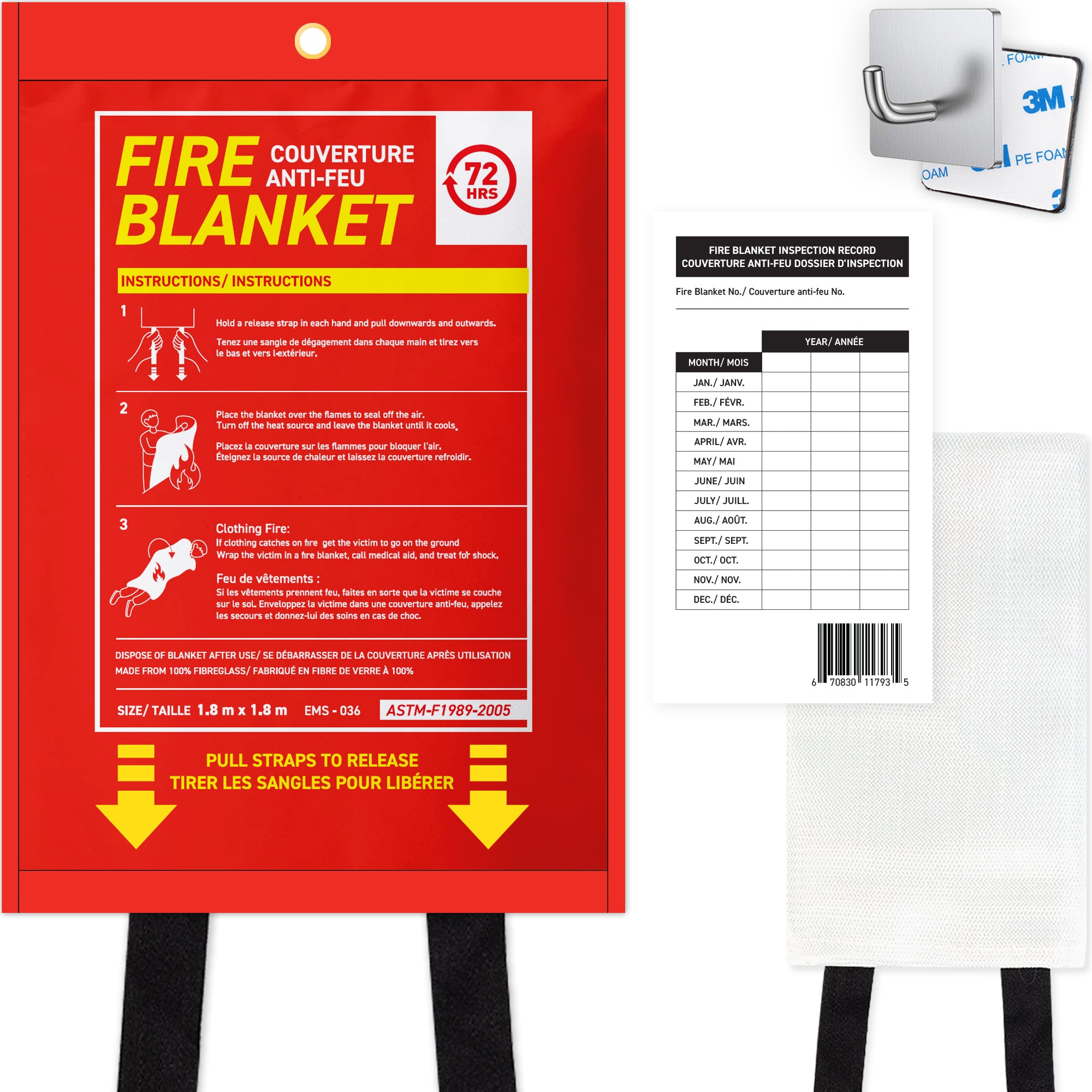 72HRS Fire Blanket XL Size 1.8 x 1.8