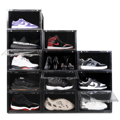 Ollie Hard Solid Shoe Box Organizer - Black, Pack of 6 (OPEN BOX)