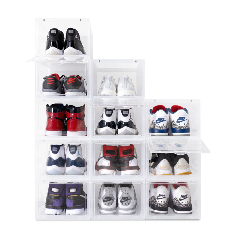 Ollie Hard Stackable Open Front Shoe Box Organizer, Clear, Pack of 6 (OPEN BOX)