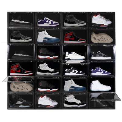 Ollie Hard Solid Shoe Box Organizer - Black, Pack of 12 (OPEN BOX)