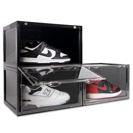 Ollie Hard Solid Shoe Box Organizer - Black, Pack of 6 (OPEN BOX)