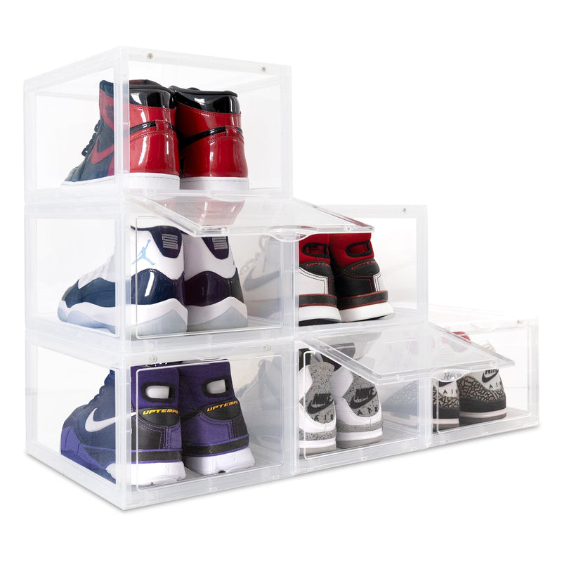 Ollie Hard Stackable Open Front Shoe Box Organizer, Clear, Pack of 6 (OPEN BOX)