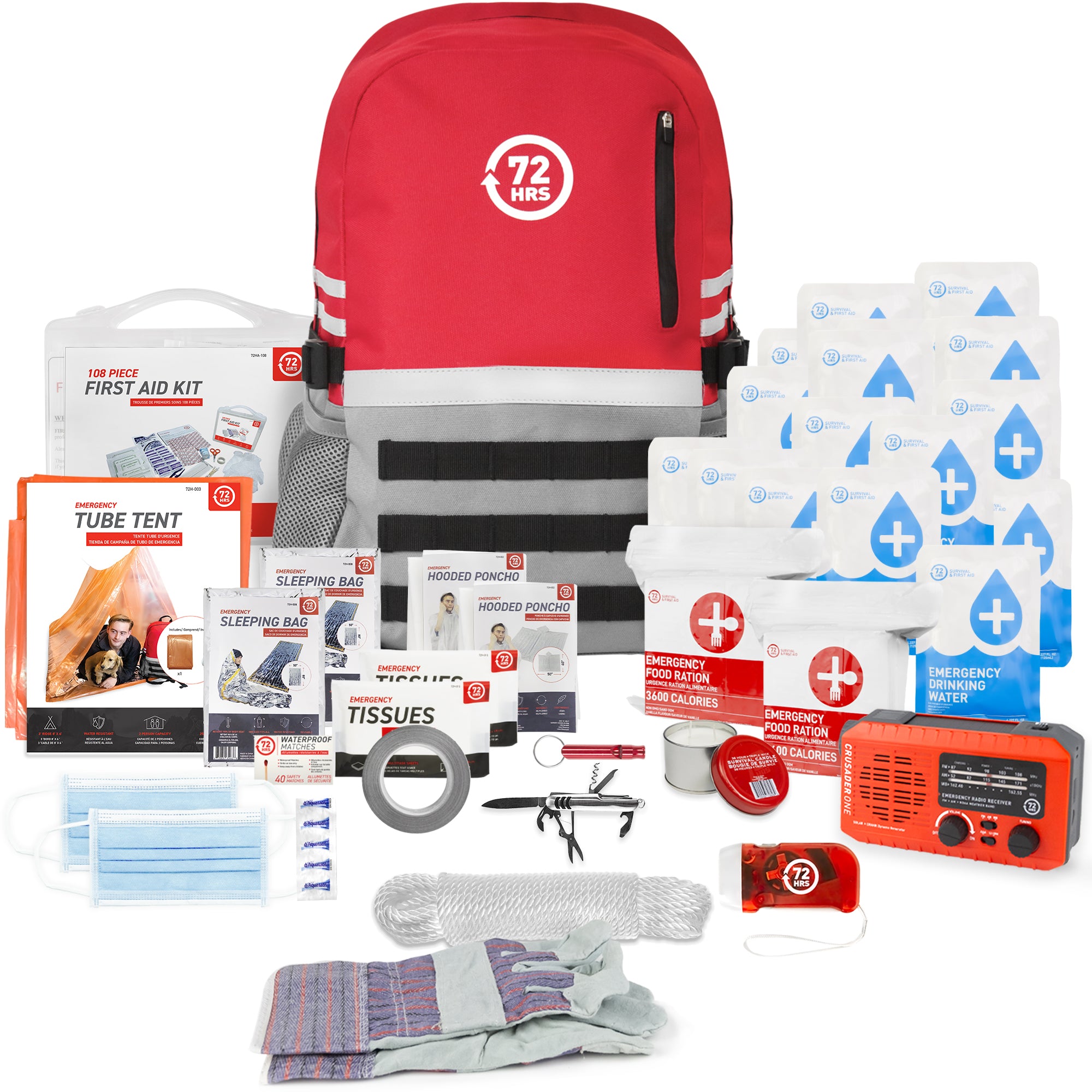ReadyGear 2 Person 5 Day Essentials Emergency Kit - First Aid, Water, Tent,  Sleeping Bag, Hygiene Kit and More. Tools for Disaster Relief