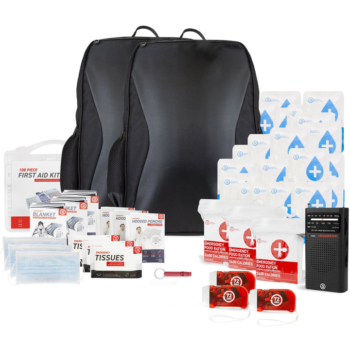 3 Person 72HRS Essential Backpack - Emergency Survival Kit (Black)