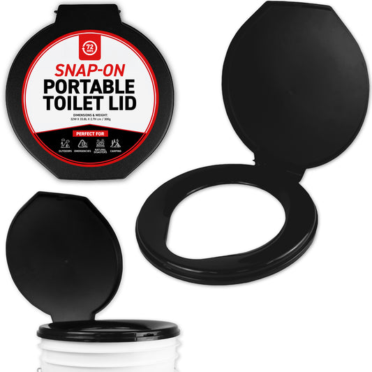 72HRS Premium Portable Camping Toilet Seat with Lid (Without Bucket)