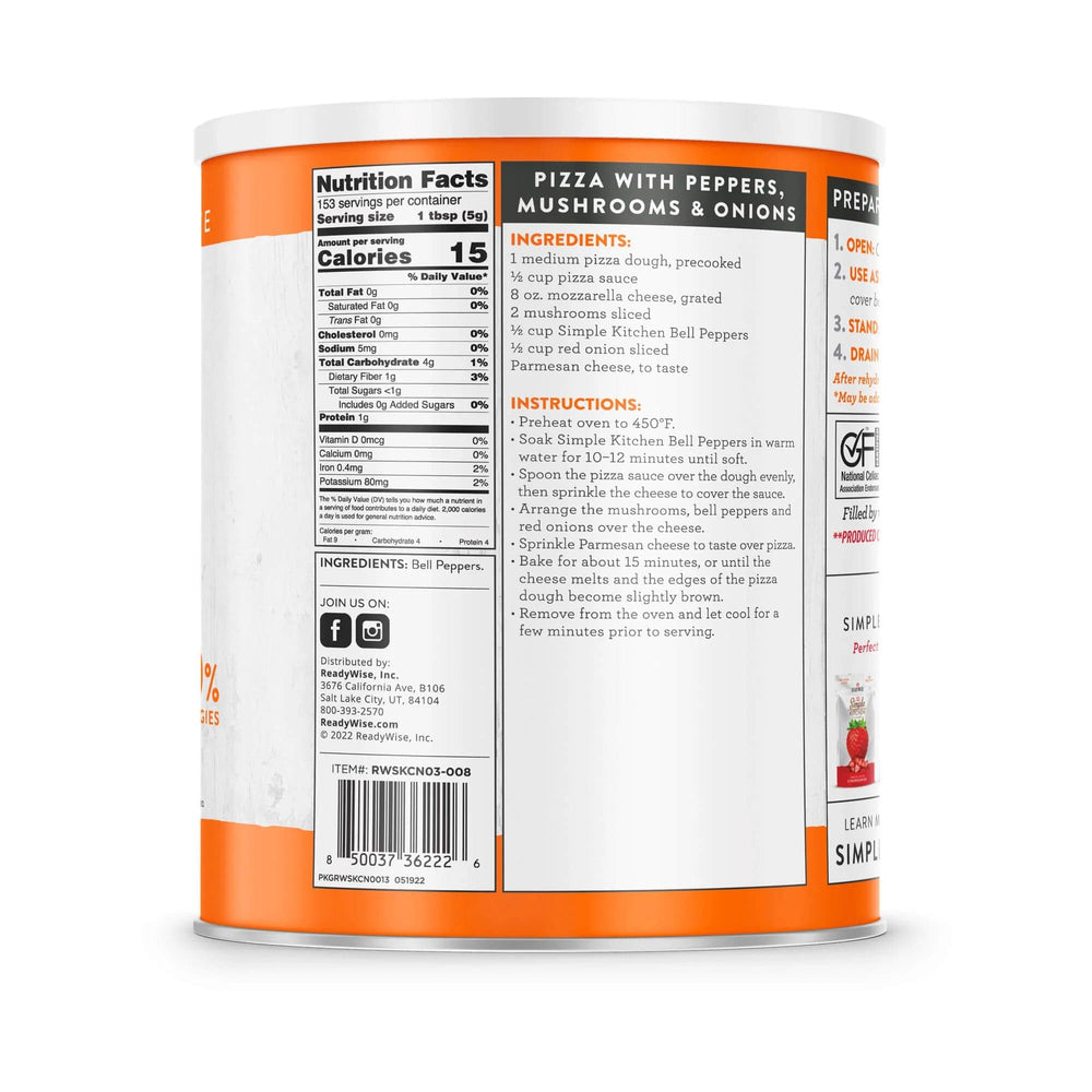 Readywise #10 Can Dehydrated Red & Green Bell Peppers - 153 Servings