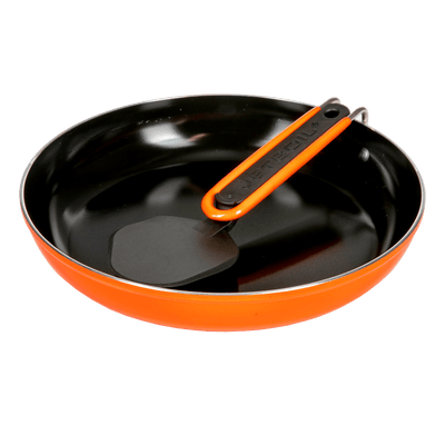 Jetboil 8 Inch Ceramic Summit Skillet with handle and spatula folded