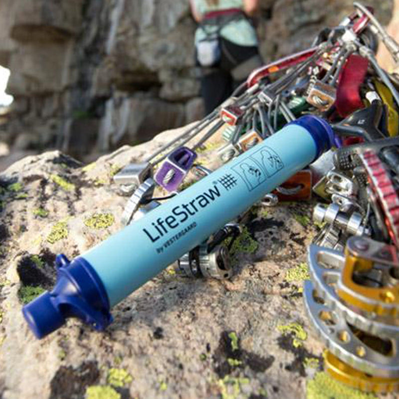 LifeStraw Water Filter with rock climbing gear