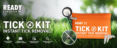 Ready First Aid Tick Kit with tweezers, gloves, wipes and crowbar tool