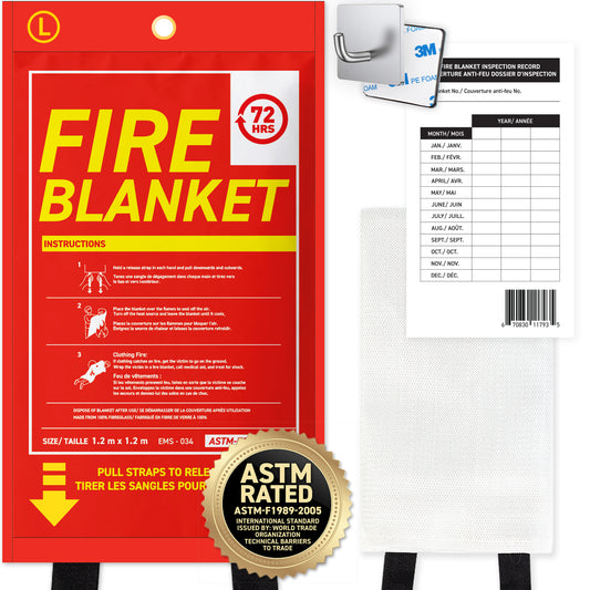 72HRS Fire Blanket, Large, 1.2 m x 1.2 m - Meets ASTM-F1989-2005 Standards