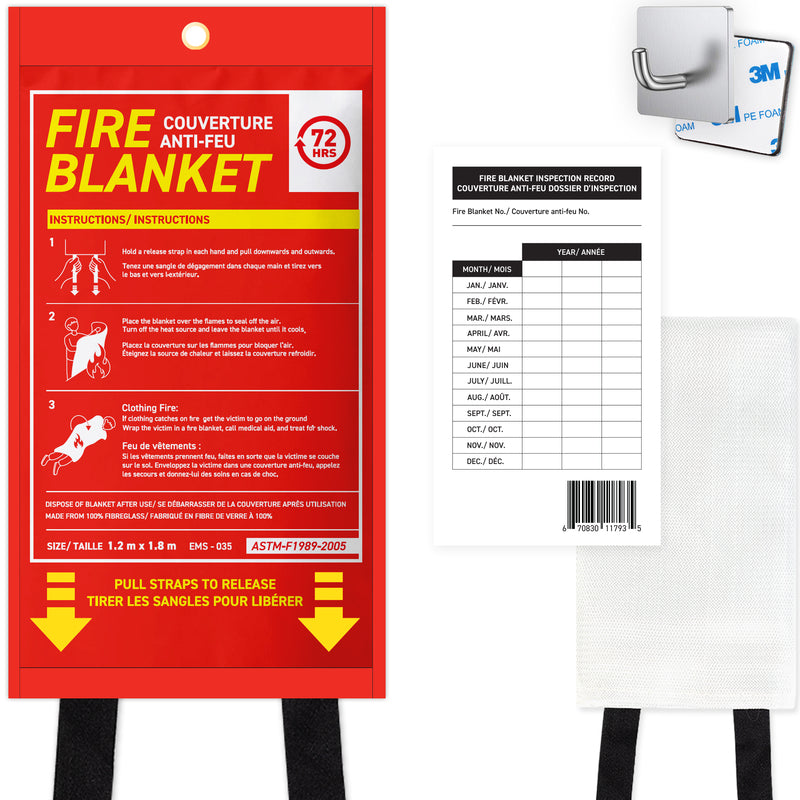 72HRS Fire Blanket, XL, 1.2 m x 1.8 m - Meets ASTM-F1989-2005 Standards