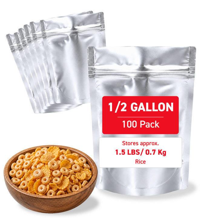 1/2 Gallon Mylar Bag (Ziplock) - 5.0 Mil (8" x 12" x 4") - Bundle of 100