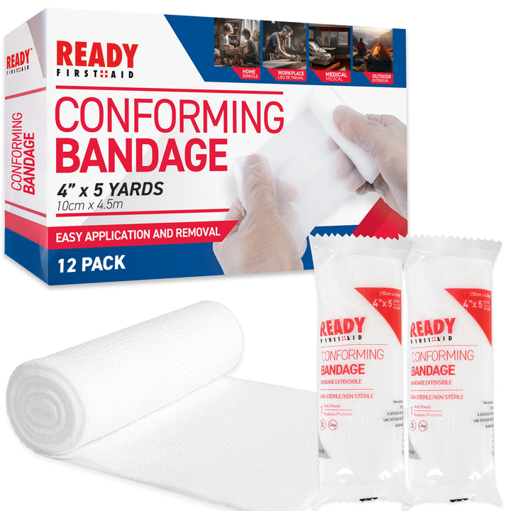 Conforming Stretch Bandage (4"), 10.16cm x 4.5m - Ready First Aid (Pack of 12)