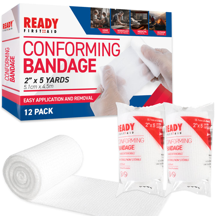 Conforming Stretch Bandage (2"), 5.08cm x 4.5m - Ready First Aid (Pack of 12)