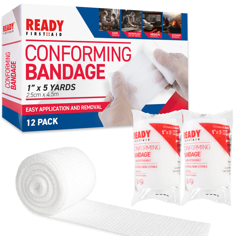 Conforming Stretch Bandage (1"), 2.54cm x 4.5m - Ready First Aid (Pack of 12)