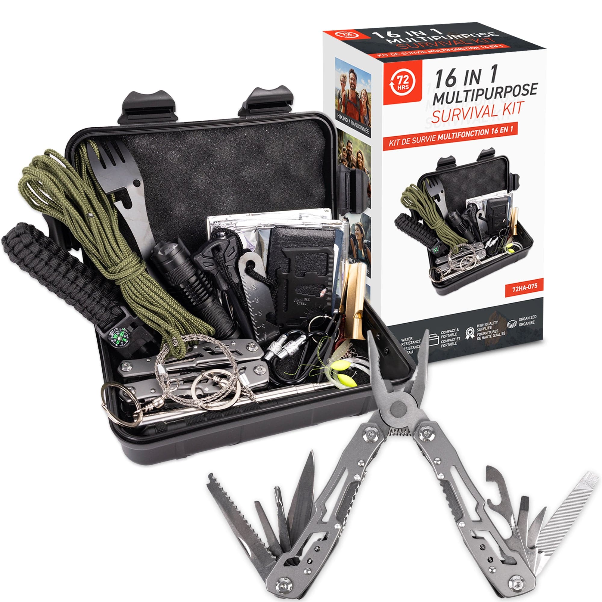 72HRS Multi-Purpose 16 in 1 Emergency Survival Kit, Multitool Kit ...