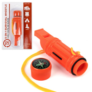 5-IN-1 Orange Survival Whistle with Lanyard
