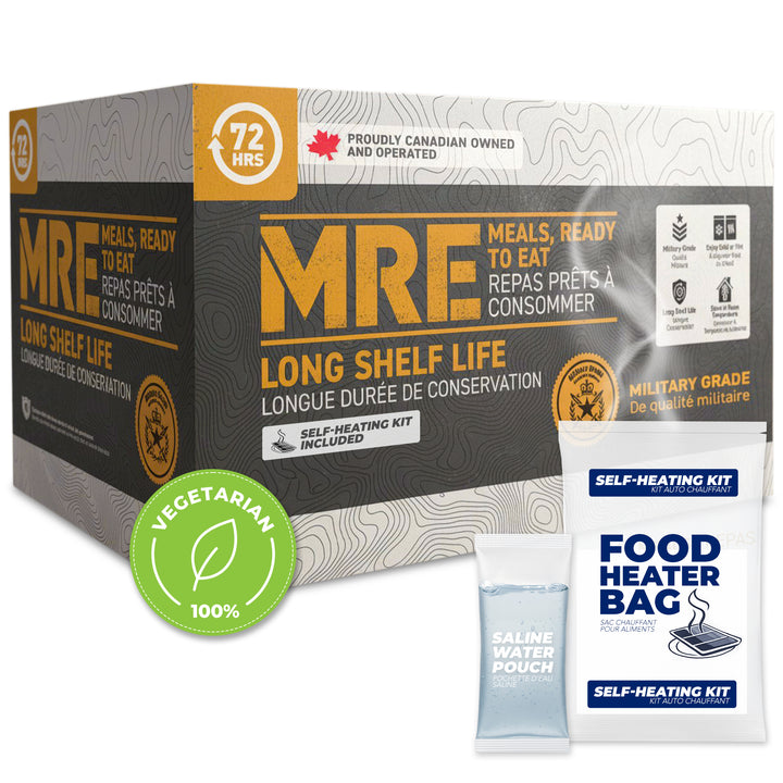 72HRS MRE Meals with Heater Bag – Ready-to-Eat Emergency & Camping Food (Meat-Free)