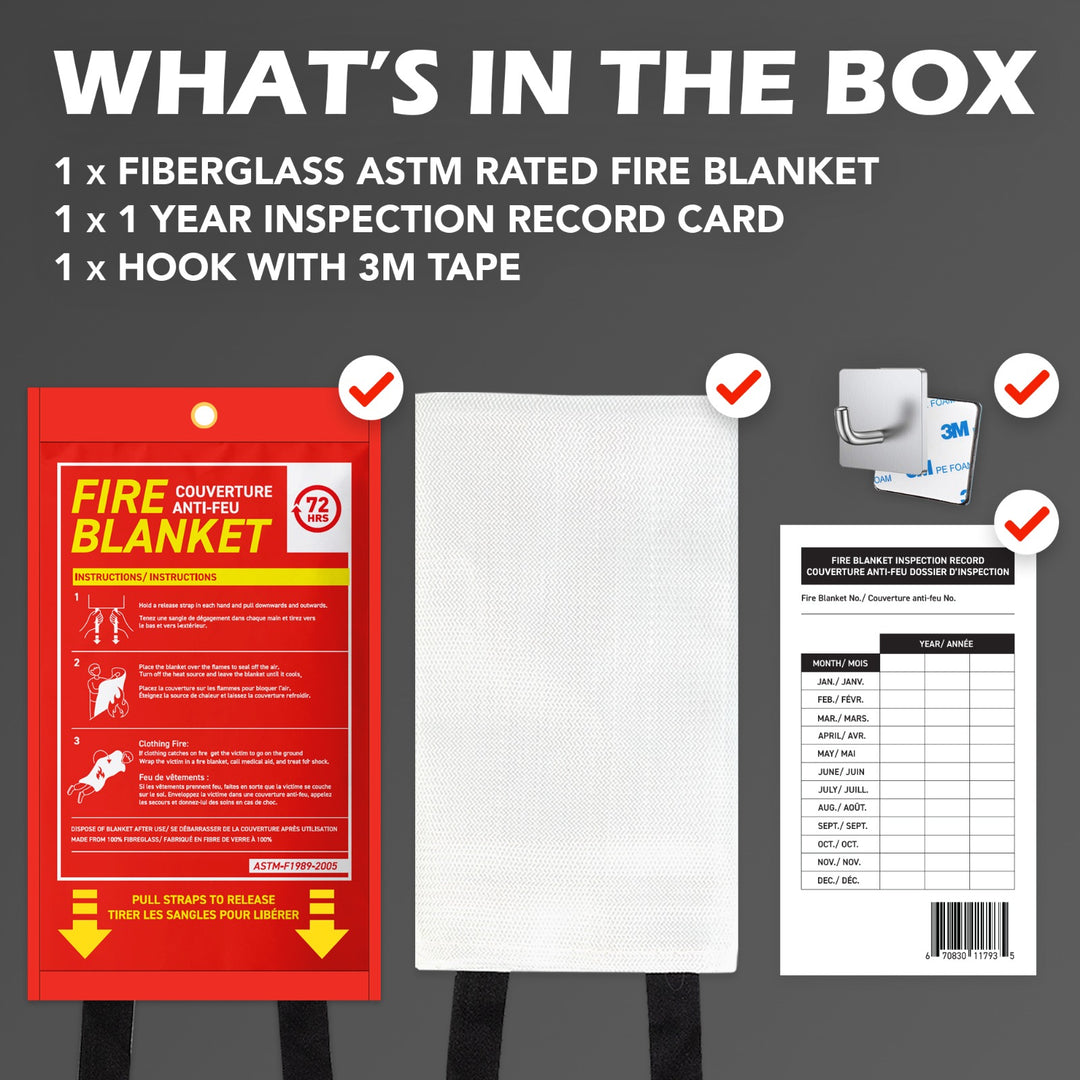 72HRS Fire Blanket, Standard, 1.0 m x 1.0 m - Meets ASTM-F1989