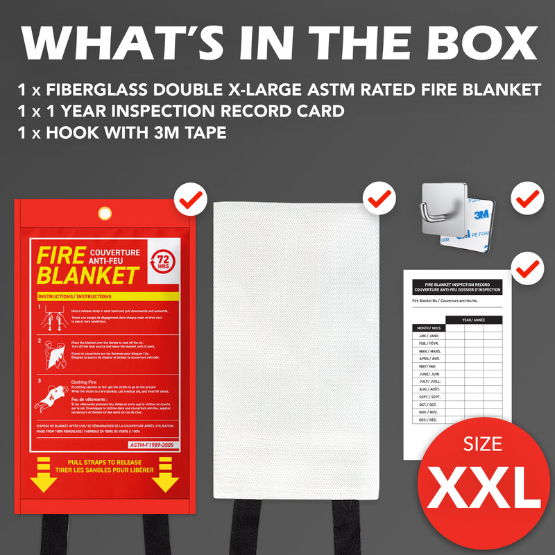 72HRS Fire Blanket, XXL, 1.8 m x 1.8 m - Meets ASTM-F1989-2005 Standards
