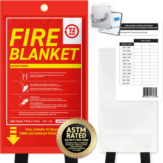 72HRS Fire Blanket, Standard, 1.0 m x 1.0 m - Meets ASTM-F1989-2005 Standards