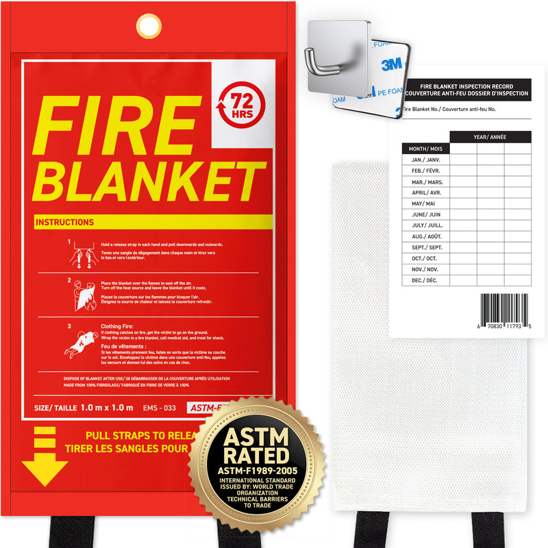 72HRS Fire Blanket, Medium, 1.0 m x 1.0 m - Meets ASTM-F1989-2005 Standards