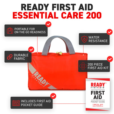 Ready First Aid - 200 Pieces Essential Care First Aid Kit