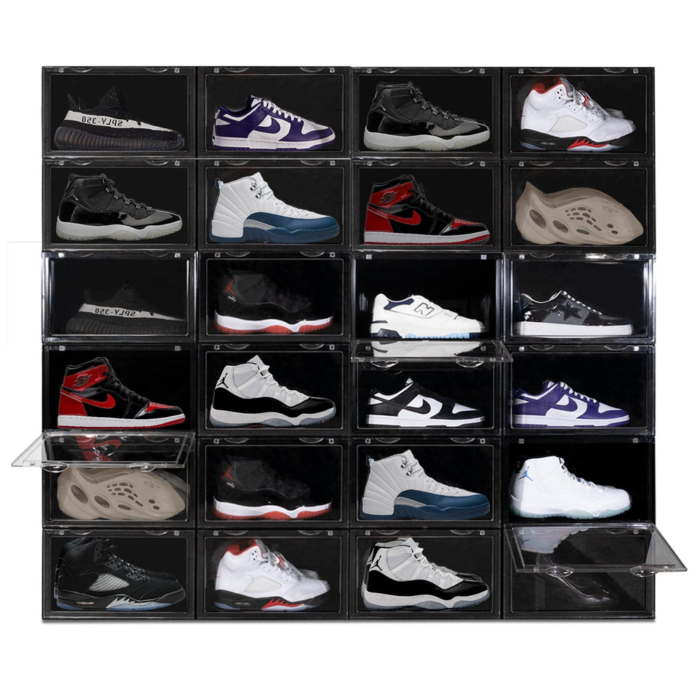 Ollie Hard Solid Shoe Box Organizer - Black, Pack of 6 (OPEN BOX)