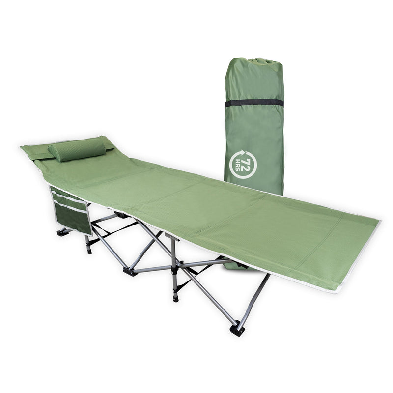 72HRS Portable Camping Cot green with bag