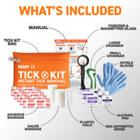 Ready First Aid Tick Remover Kit – Tick Tools for Humans, Dogs & Cats with Fine Tweezers, Bandages, Magnifier & Cleaning Wipes