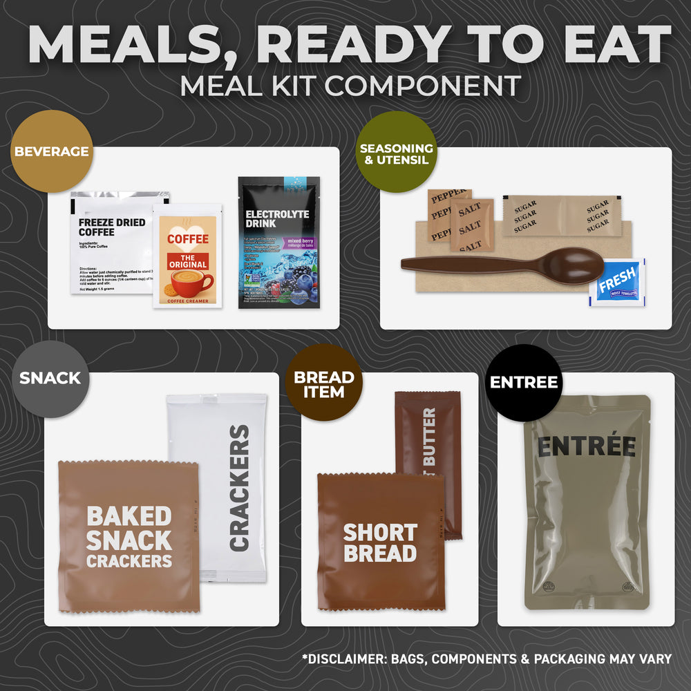 72HRS MRE Meals Canada – Ready to Eat Survival Food, Military Rations, Camping & Emergency Meals (With-Meat) - No Heater