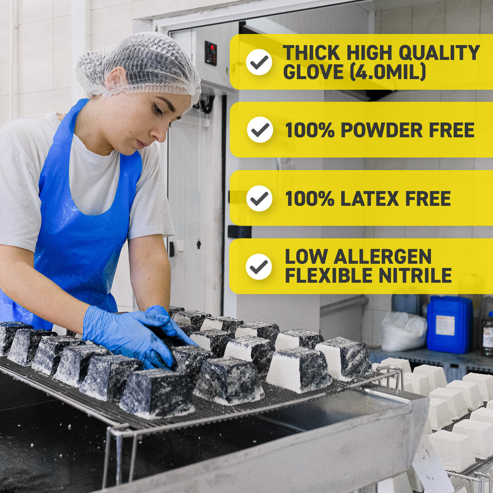 Blue Nitrile Gloves, All Purpose Gloves, Box of 100 Pieces, 4.0 Mil- 72HRS