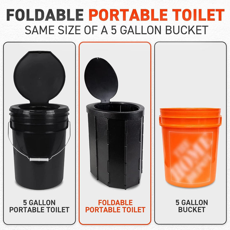 72HRS Collapsible Portable Toilet With Bucket (Including 12 Toilet Bags) (OPEN BOX)