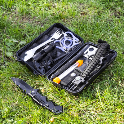 72HRS 14 in 1 Tactical Survival Kit outdoors on grass