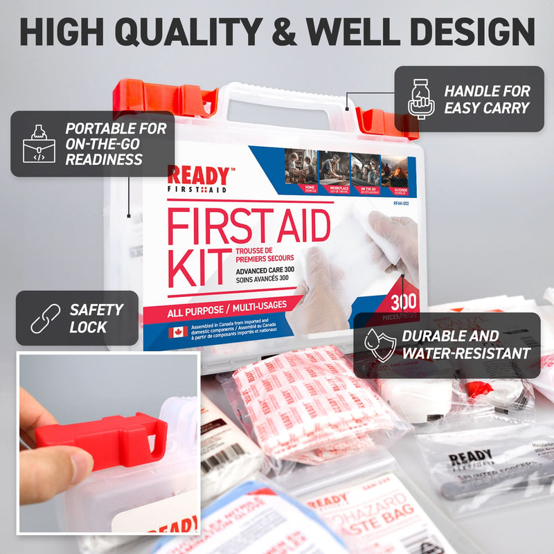Ready Rip First Aid Ready First Aid - 300 Piece All Purpose First Aid Kit with Clear Box ...