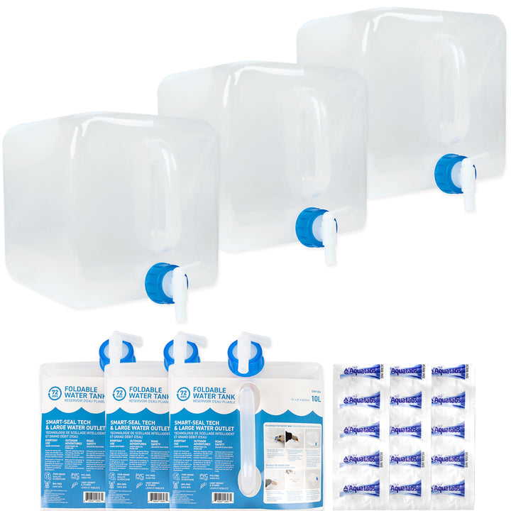 72HRS 30 Litre Foldable Water Storage Container Kit, Food Grade, With Aquatabs