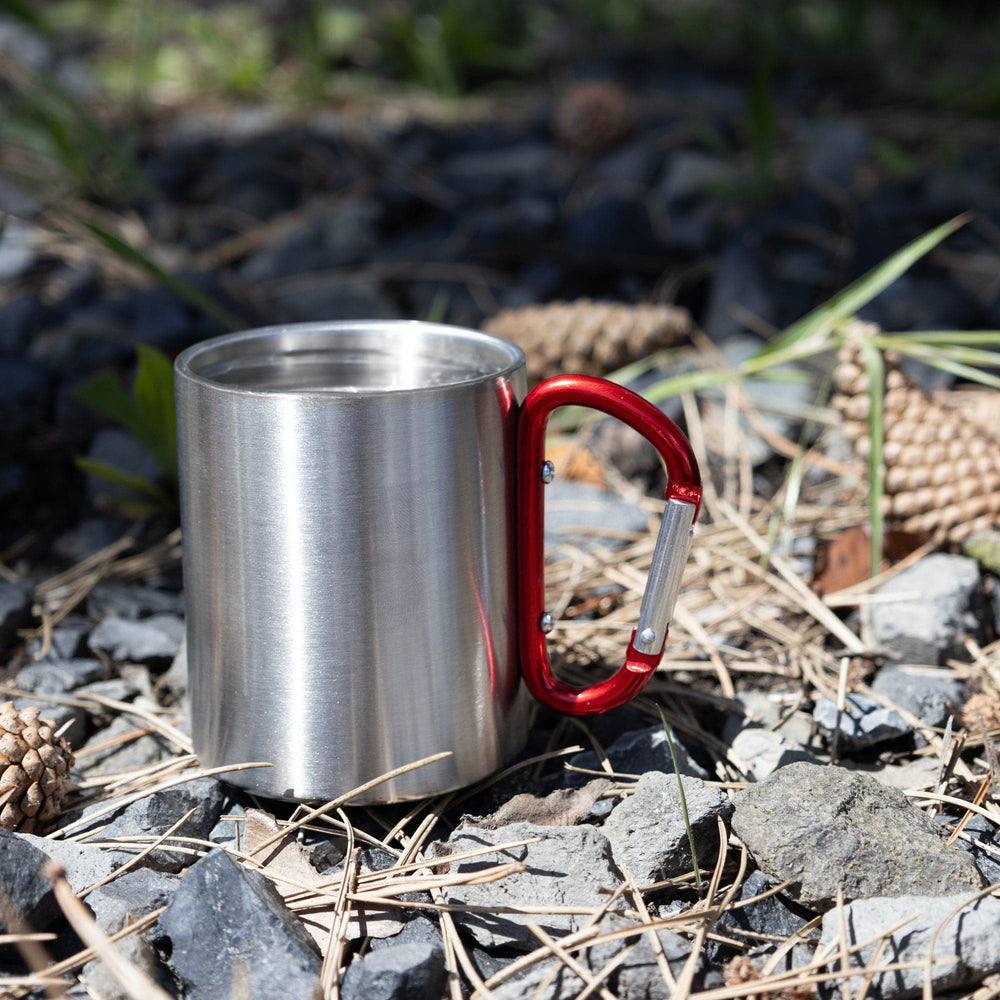 Stainless Steel Mug with Carabiner Handle (220ml)