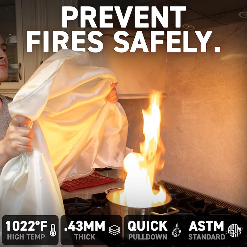 72HRS Fire Blanket, Medium, 1.0 m x 1.0 m - Meets ASTM-F1989-2005 Standards (OPEN BOX)
