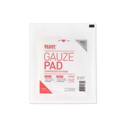 Gauze Pad, 3" x 3", 12-ply, Sterile - Ready First Aid