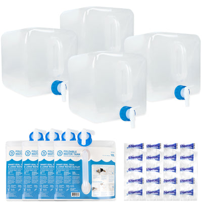 72HRS 40 Litre Foldable Water Storage Container Kit, Food Grade, With Aquatabs