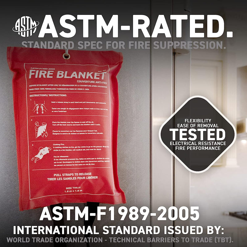 72HRS Fire Blanket, Medium, 1.0 m x 1.0 m - Meets ASTM-F1989-2005 Standards (OPEN BOX)