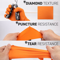 Industrial Grade Nitrile Gloves, Orange, Box of 100 Pieces, 8 Mil - 72HRS