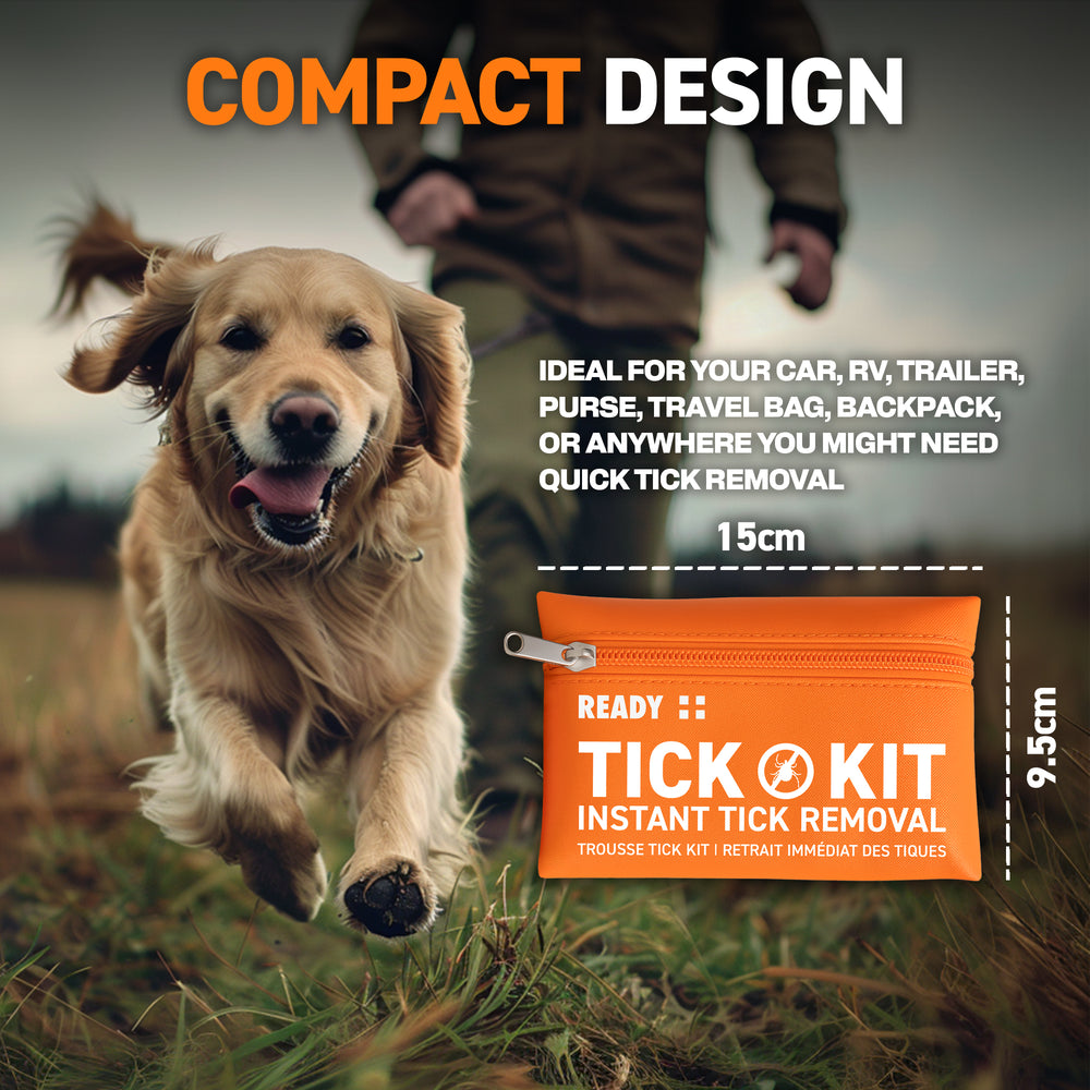 Ready First Aid Tick Remover Kit – Tick Tools for Humans, Dogs & Cats with Fine Tweezers, Bandages, Magnifier & Cleaning Wipes