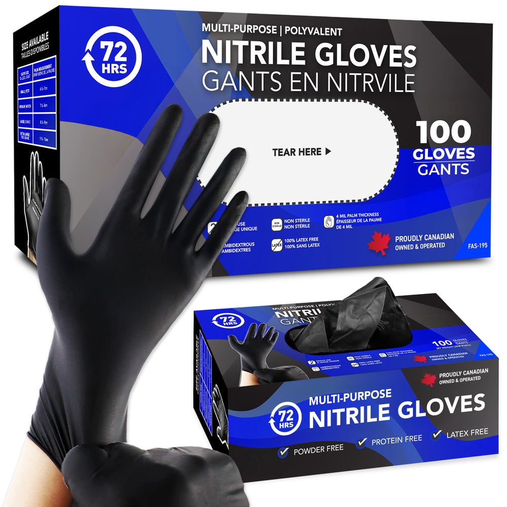 4 mil black nitrile gloves mechanic food service canada