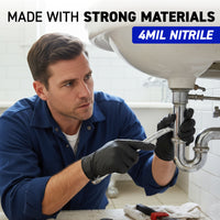 Black Nitrile Gloves, All Purpose Gloves, Case of 10 packs x 100 gloves, 4.0 Mil- 72HRS