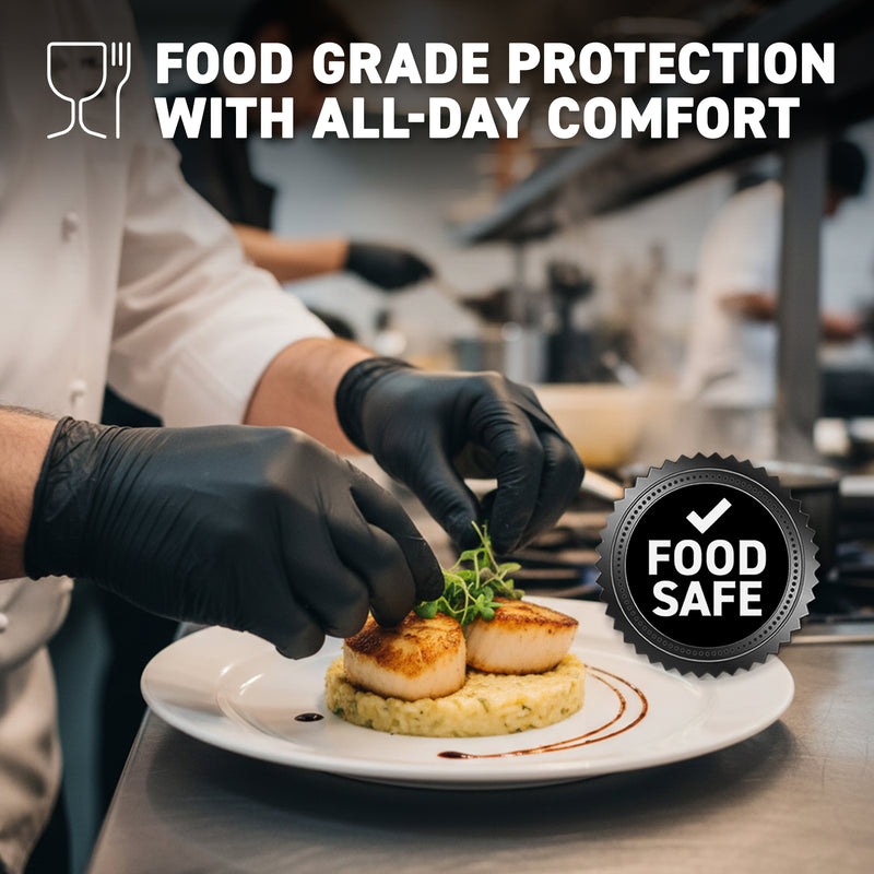 Black Nitrile Gloves, All Purpose Gloves, Box of 200 Pieces, 4.0 Mil- 72HRS