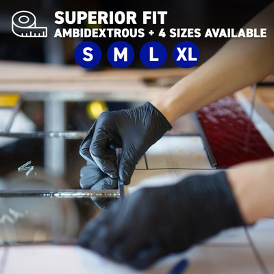 Black Nitrile Gloves, All Purpose Gloves, Box of 200 Pieces, 4.0 Mil- 72HRS