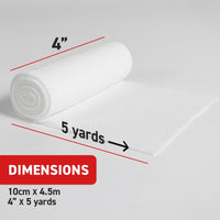 Conforming Stretch Bandage (4"), 10.16cm x 4.5m - Ready First Aid Dimensions