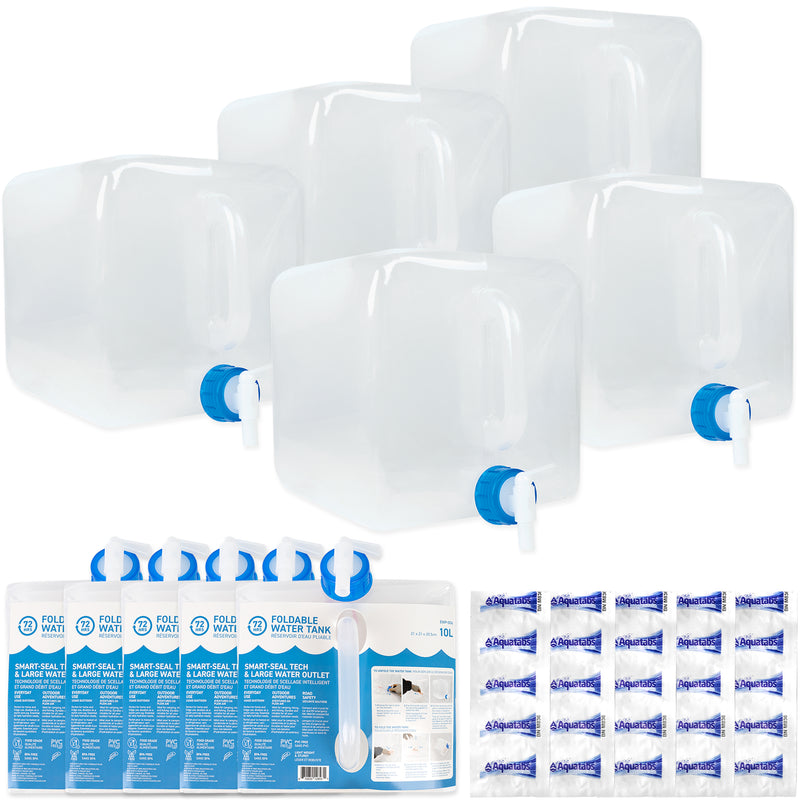 72HRS 50 Litre Foldable Water Storage Container Kit, Food Grade, With Aquatabs