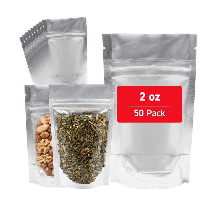 2 oz Stand Up Pouch (One Side Clear) - 5.0 Mil (6.50" x 3.94" x 1.02") - Bundle of 50